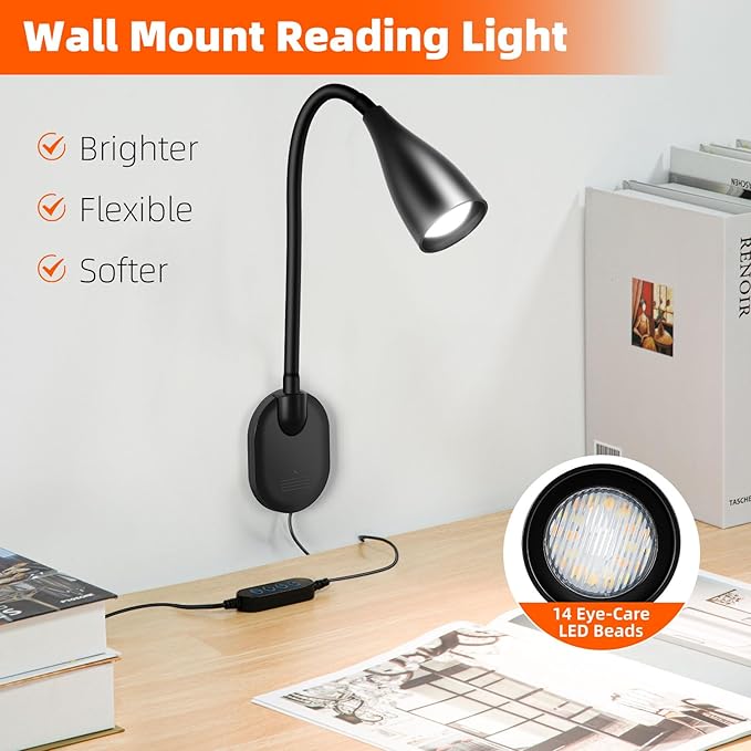 LiFMIRA Wall-Mounted LED Bedside Reading Light - Image 3