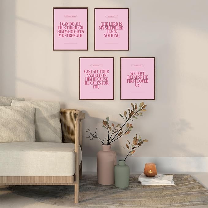 Locomiss Pink Christian Wall Art Decor Posters, Modern Bible Verse Prints - Image 4