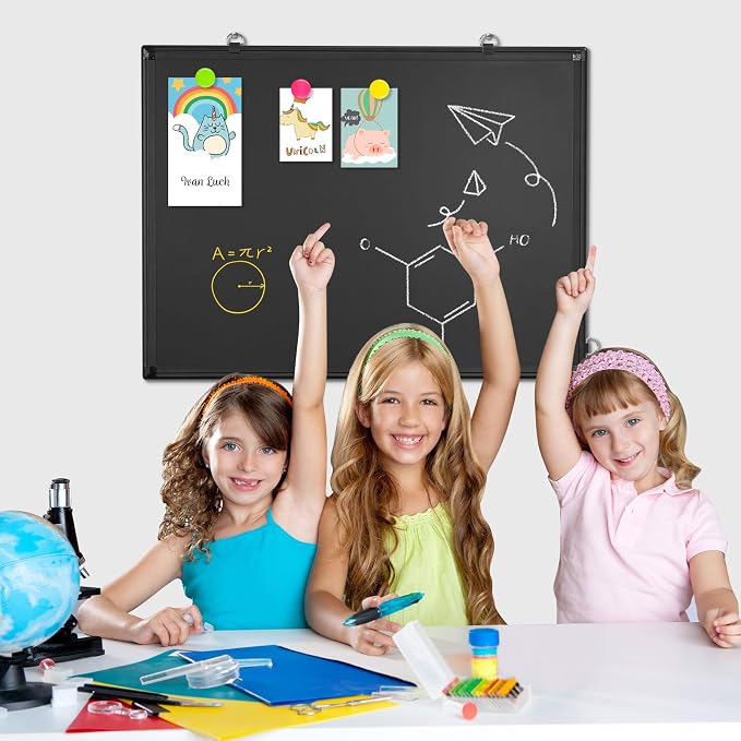 Magnetic Chalk Board, 36“x24” Black Chalkboard Double-Sided Dry Erase Board - Image 7