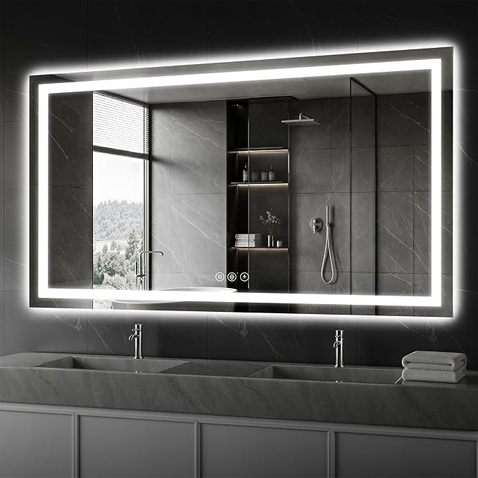 Koonmi 60"x36" LED Mirror for Bathroom, 90CRI Anti-Fog Vanity Mirror by KOONMI
