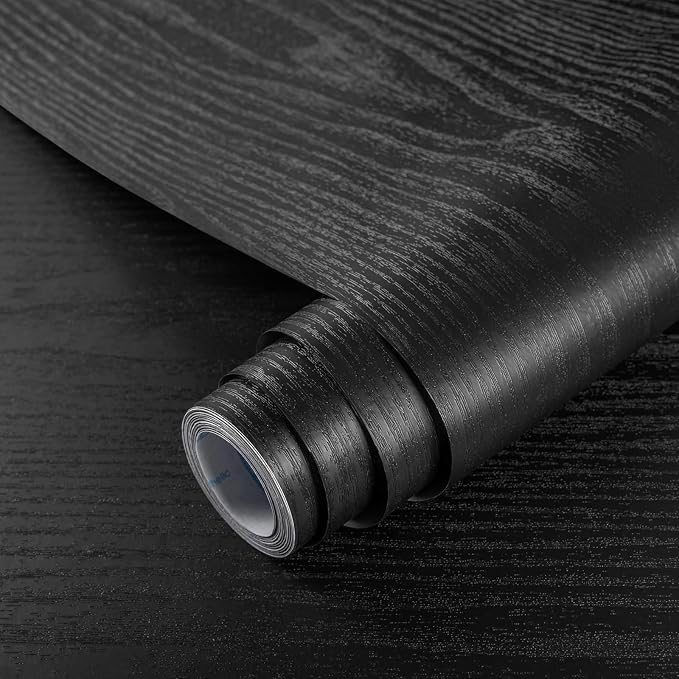 practicalWs Black Wood Wallpaper 35.4 in x 118 in Peel and Stick Wallpaper by practicalWs