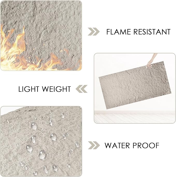 5-Pack 3D Faux Stone Wall Panels, PU Cement-Texture Wainscoting Panels - Image 4