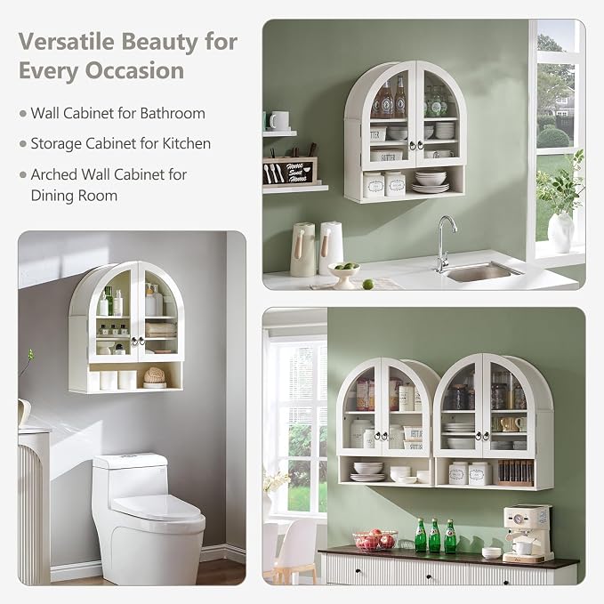 IFGET Bathroom Arched Wall Cabinet, 23.6'' Wide Medicine Cabinet - Image 5