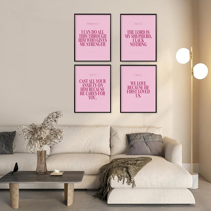 Locomiss Pink Christian Wall Art Decor Posters, Modern Bible Verse Prints - Image 6
