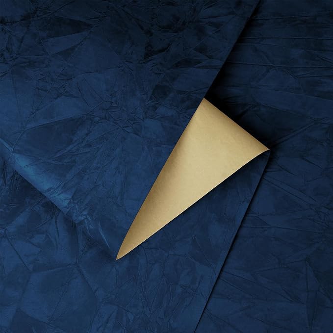 YENHOME 30"X393" Self Adhesive Blue Felt Fabric Wallpaper Peel and Stick Blue - Image 7