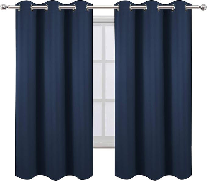 LEMOMO Navy Blackout Curtains/38 x 54 Inch Length/Set of Two Panels Grommet - Image 2