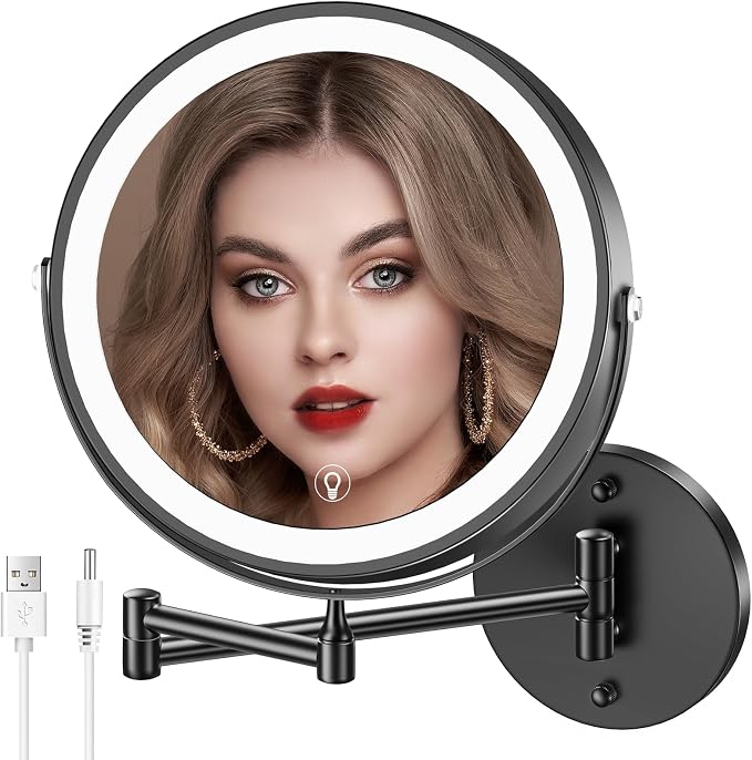 MNIENT Wall Mounted Lighted Makeup Mirror, 3 Color Led Vanity Mirror by MNIENT