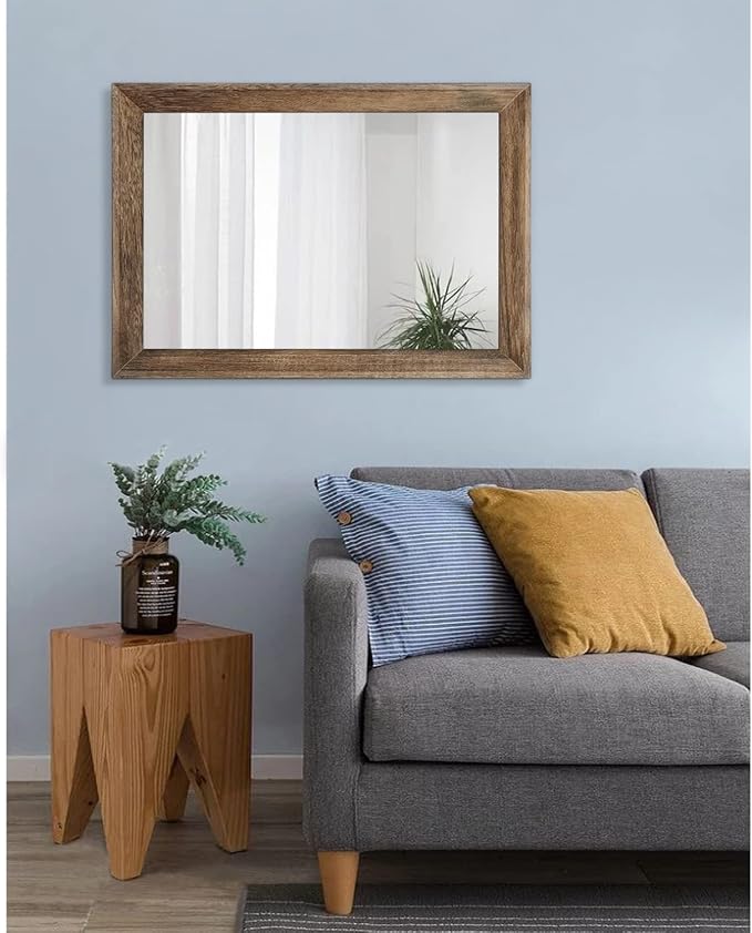AAZZKANG Rustic Wood Mirror Rectangle Decorative Wall Mirrors - Image 7