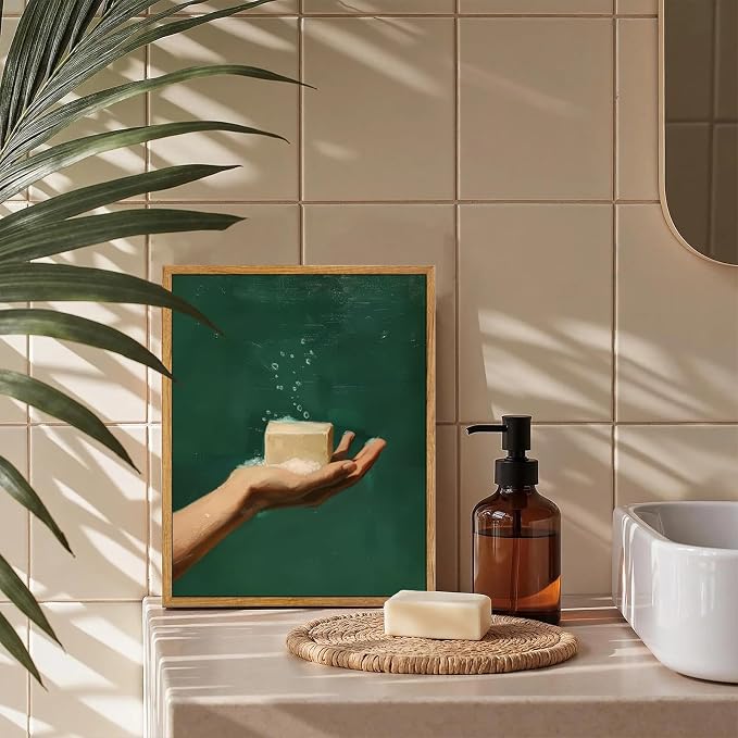 AtterrirArt Framed Funny Bathroom Wall Art, 8 * 10 inch, Hand - Image 2
