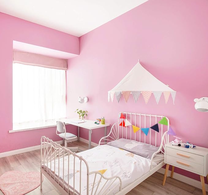 197"x17.7" Pink Wallpaper Solid Color Peel and Stick Wallpaper Pink Contact - Image 3