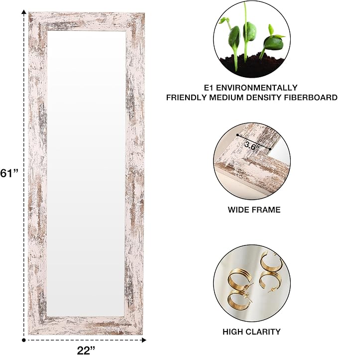Syndra Farmhouse Full Length Mirror 61x22'', Rustic Floor Mirror, Large - Image 3