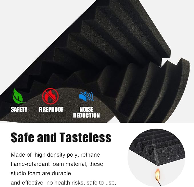 JBER Sound Proof Foam Panels Studio Acoustic Foam Panels, 48 Pack 1" X 12" X - Image 4