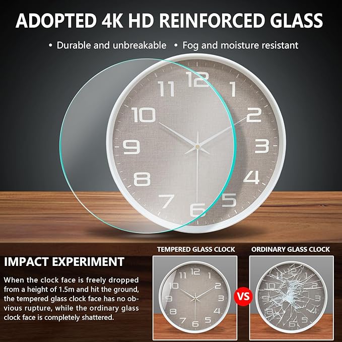 Silent Wall Clock with Large Numbers, 10 Inch Battery Operated Analog Clock - Image 5