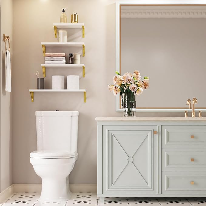 YGEOMER White Shelves for Wall, Different Sizes Wall Floating Shelves for - Image 2