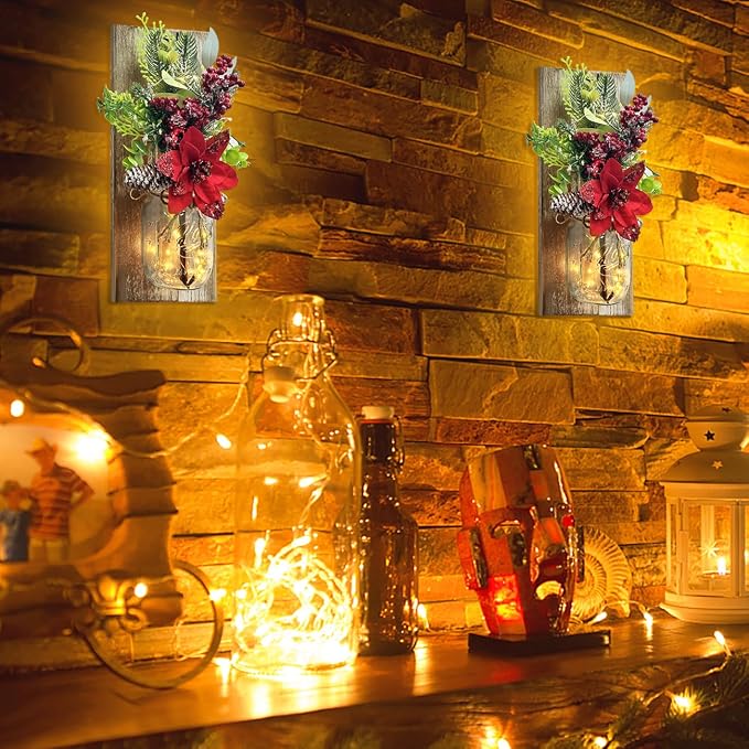 Mason Jars Sconce Decor Rustic Wall Sconces Handmade Wall Art Hanging Design - Image 4