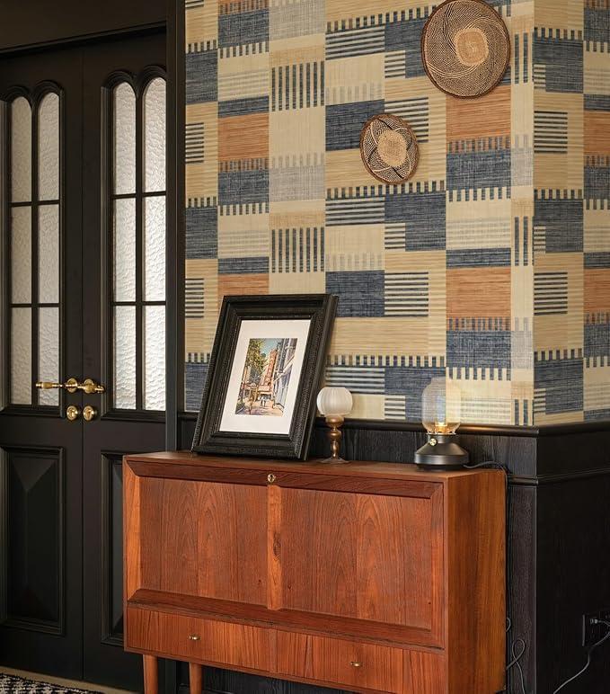 Retro Textured Peel and Stick Wallpaper Geometric Patchwork Color Mosaic - Image 3