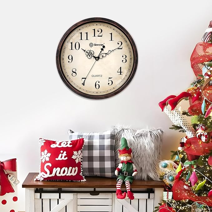 Geevon Retro Silent 12 Inch Wall Clock Non Ticking, Rustic Vintage Clock Quartz - Image 5