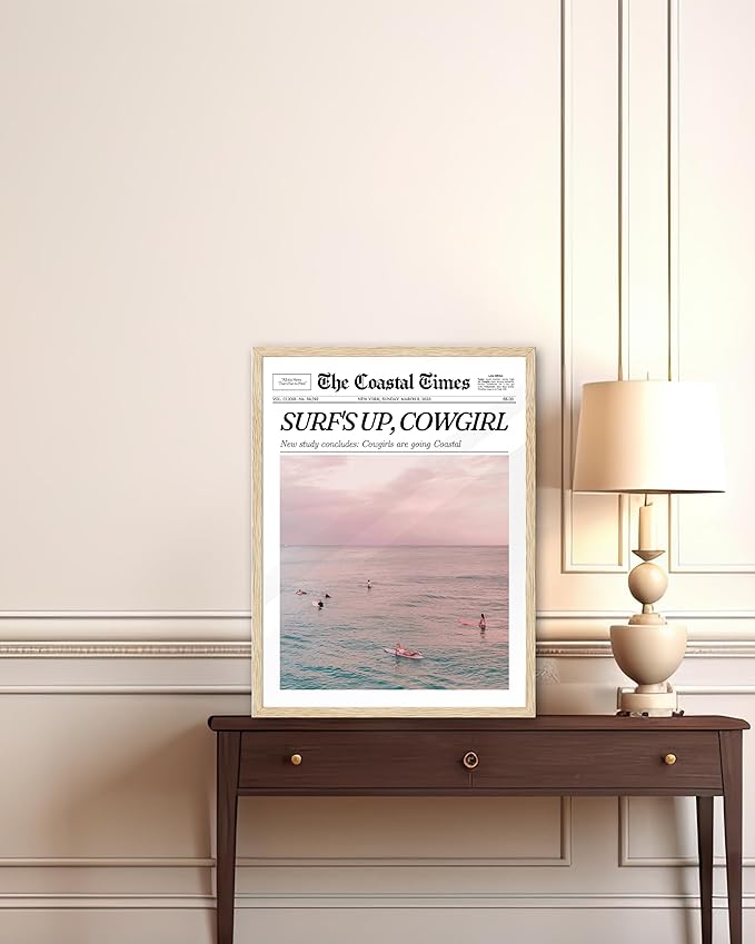iHery Unframed Trendy Coastal Cowgirl NewsPaper Wall Art Prints, 12x16in Canvas - Image 4