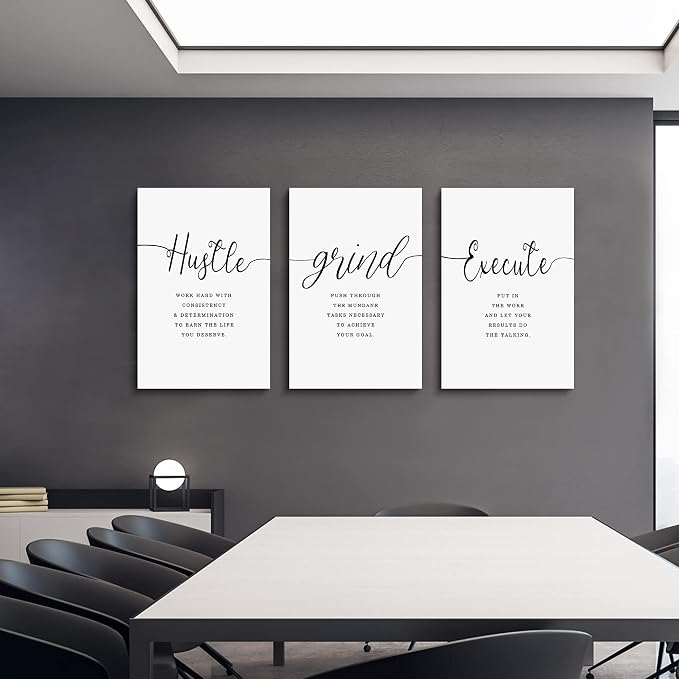 Canvas Grind Quote, Hustle Grind Execute, Inspirational Print, Office Wall Art - Image 3