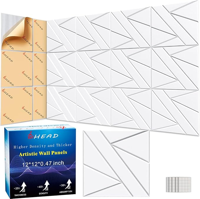 12 Pack Self-Adhesive Soundproof Wall Panels, 1.2lb/ft³ High Density, Thicker by Staytunedforournewproduct