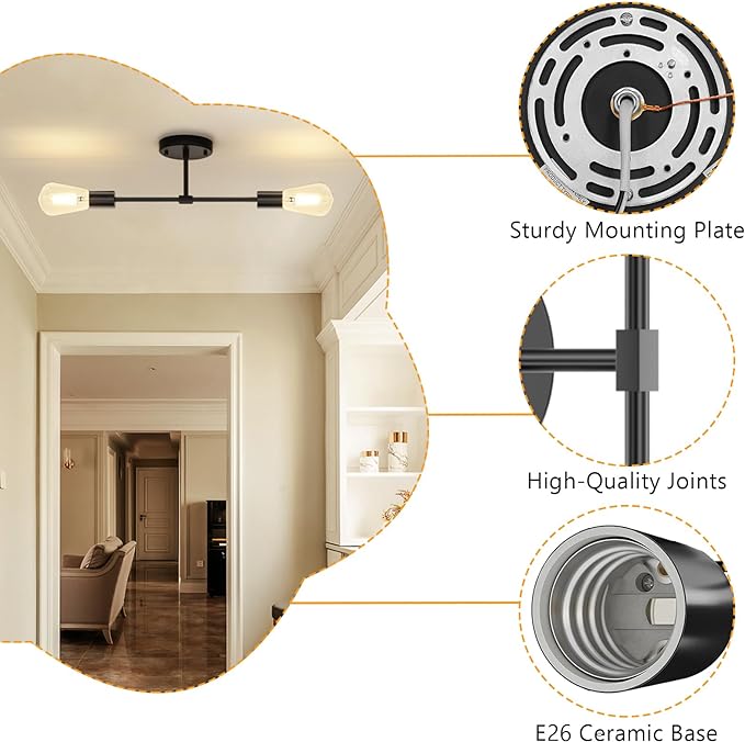 FadimiKoo 2-Light Black Bathroom Light Fixtures, Modern Wall Sconces Lighting - Image 3