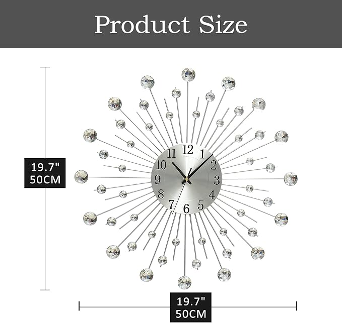 Large Metal Decorative Wall Clocks Silent Non-Ticking, Bling Shining Modern Art - Image 5