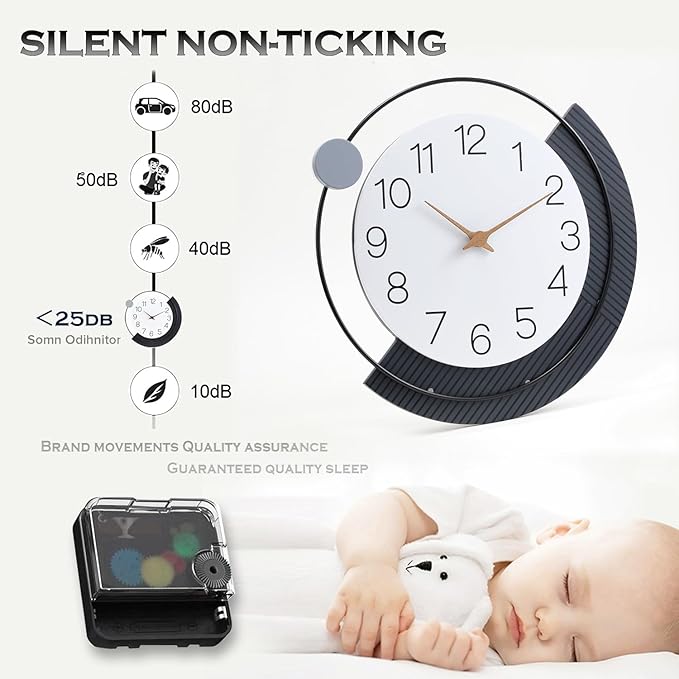 Dankeit Decorative Wall Clock, Silent Non-Ticking Quartz Battery Operated - Image 6