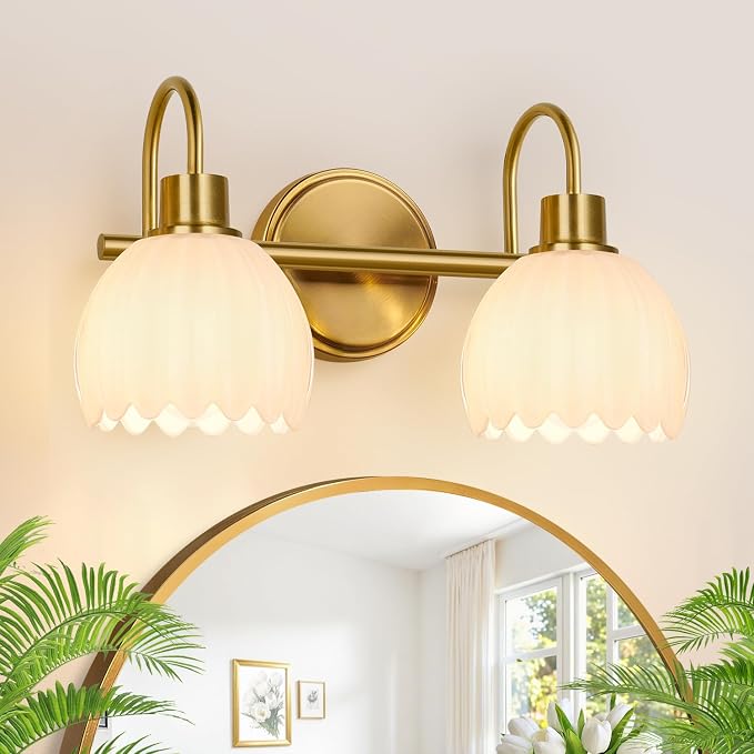 Bathroom Light Fixtures, 2-Light Gold Vanity Light Fixtures by Meybiok