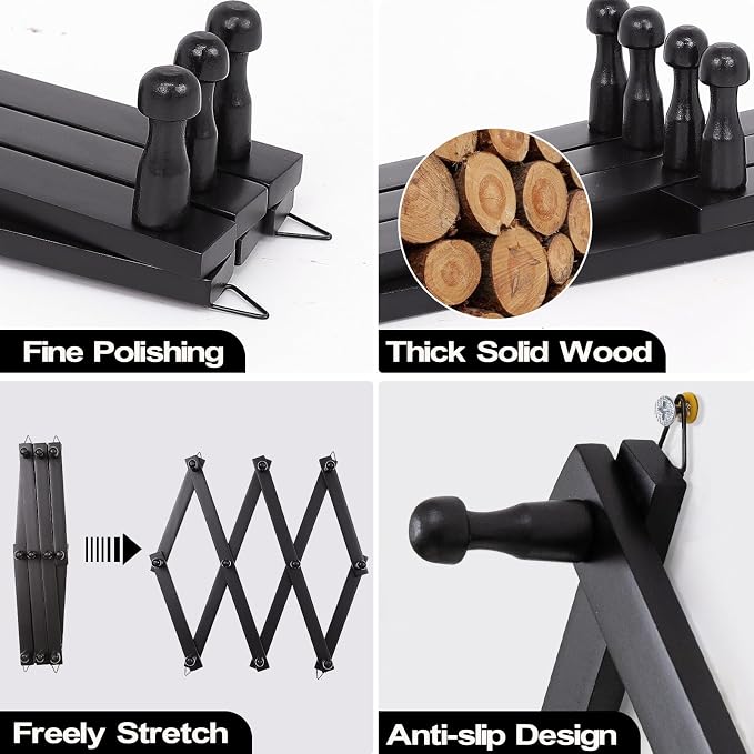 SCUNDA Wall Rack with 10 Hooks, Wooden Wall Expandable Coat Rack - Image 2