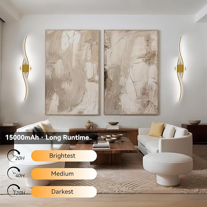 hunhun Battery Operated Wall Sconces Set of Two, Wireless Wall Sconce - Image 3
