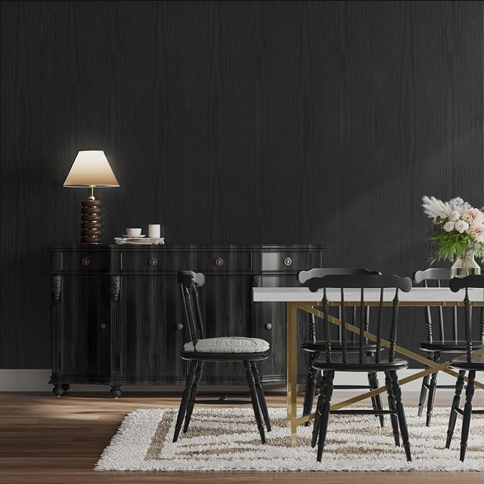 Abyssaly Peel and Stick Wallpaper Black Wood Contact Paper Decorative - Image 8