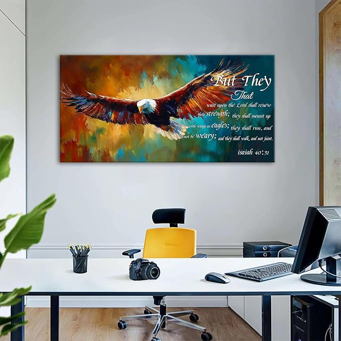 Christian Eagle Wall Art Isaiah 40 31 Poster Bible Verse Wall Decor - Image 2