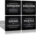 KAWAHONE Grind Hustle Execution Quotes Framed Wall Art, Success Canvas Print by KAWAHONE
