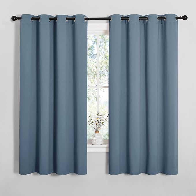 NICETOWN Smoky Blue Blackout Curtains 68 inches Length by NICETOWN