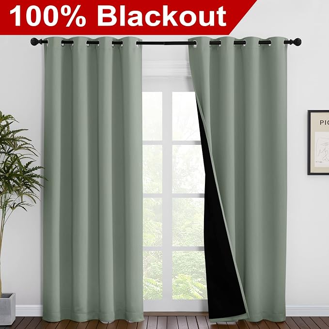 NICETOWN 100% Blackout Window Curtain Panels, Cold and Full Light Blocking - Image 2