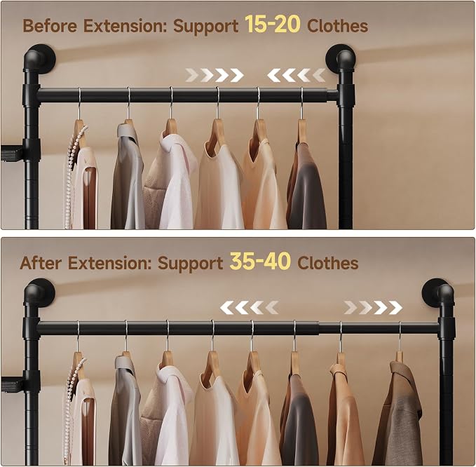 ONBRILL T2 Wall Mounted Industrial Pipe Clothing Rack, Closet Organizers and - Image 4
