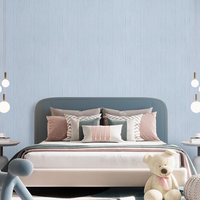 Blue Grasscloth Peel and Stick Wallpaper A Set of 23.6" X 480" Self-Adhesive - Image 6