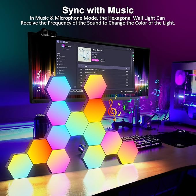 OJQ 12 Pack Hexagon Lights Wall RGB Panel - Image 4