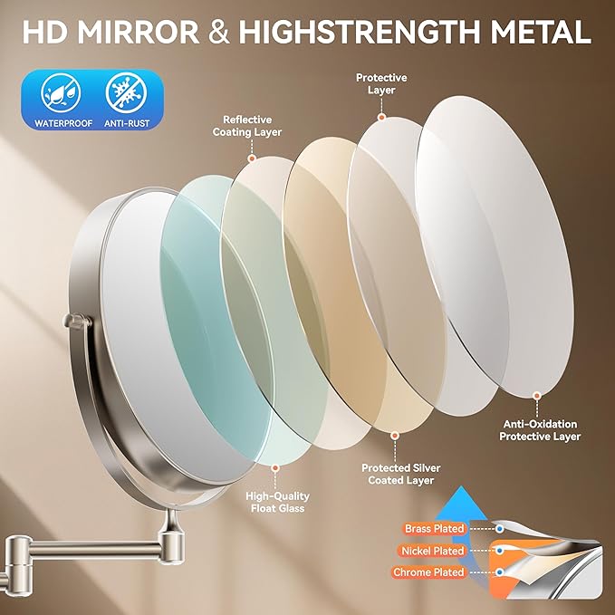 Auxmir 1X/30X Wall Mounted Makeup Mirror, Double-Sided Magnifying Mirror - Image 5