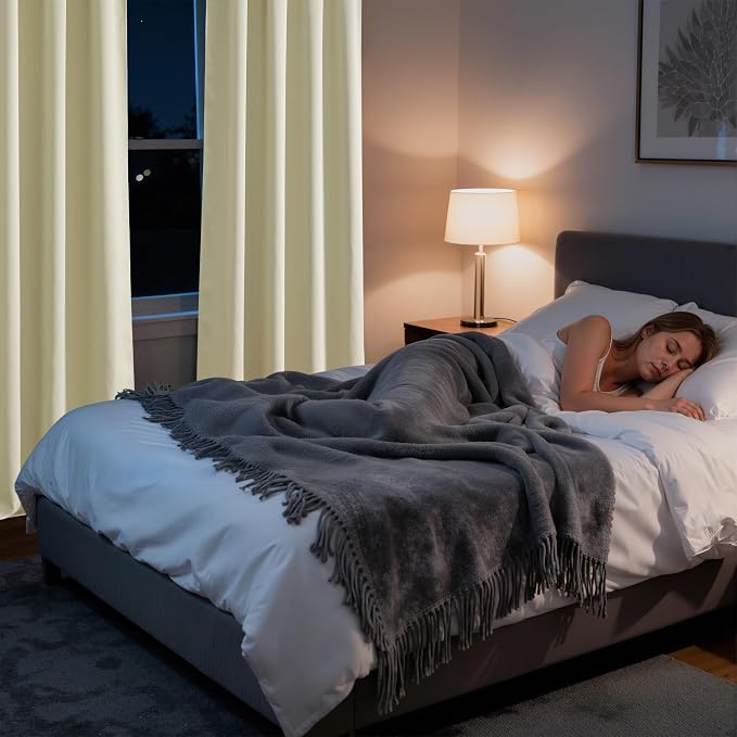 RYB HOME Bedroom Blackout Curtains 80 inches Long, 100% Blackout Thermal - Image 5