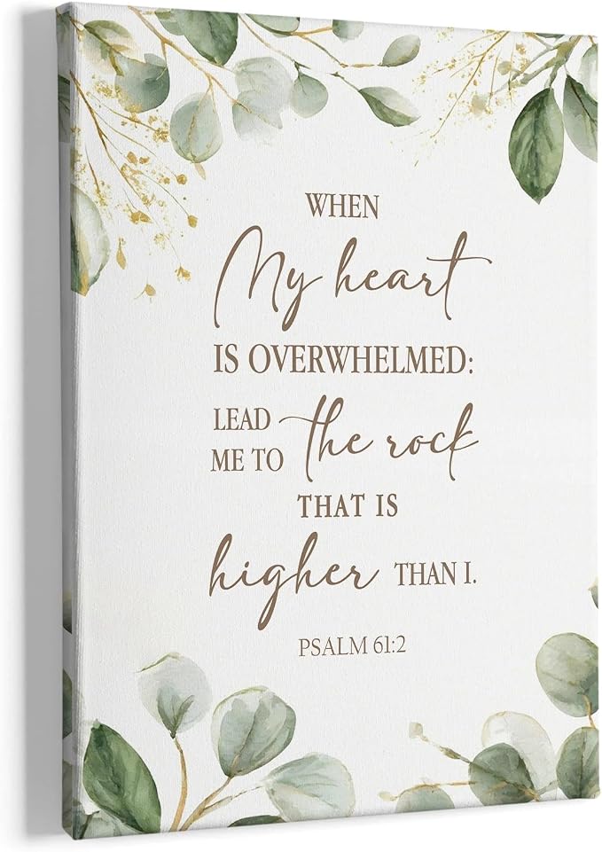 HIWX Christian Bible Verses Wall Decor, When My Heart Is Overwhelmed Religious by HIWX