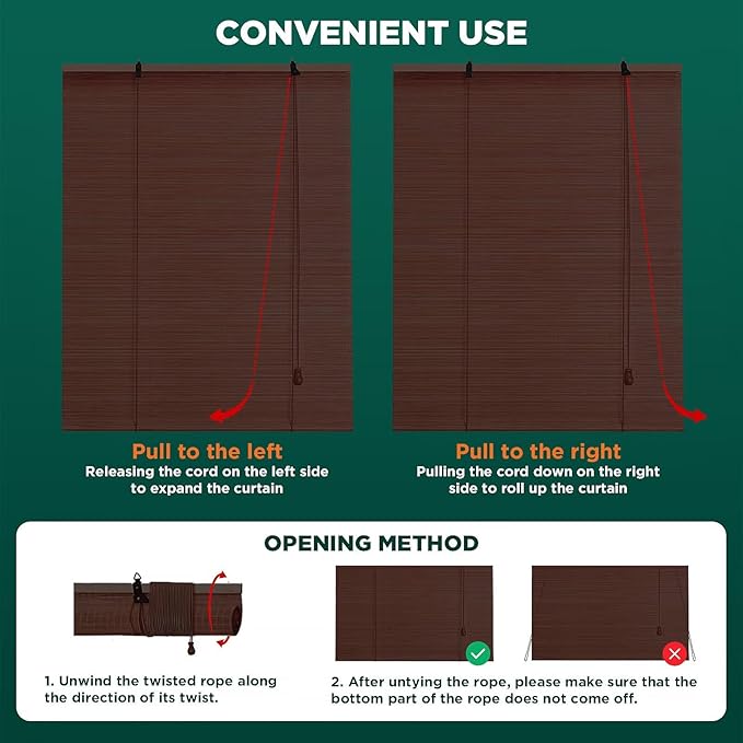 Bamboo Blinds for Interior Windows, Custom Roller Shades for Indoor Window and - Image 5