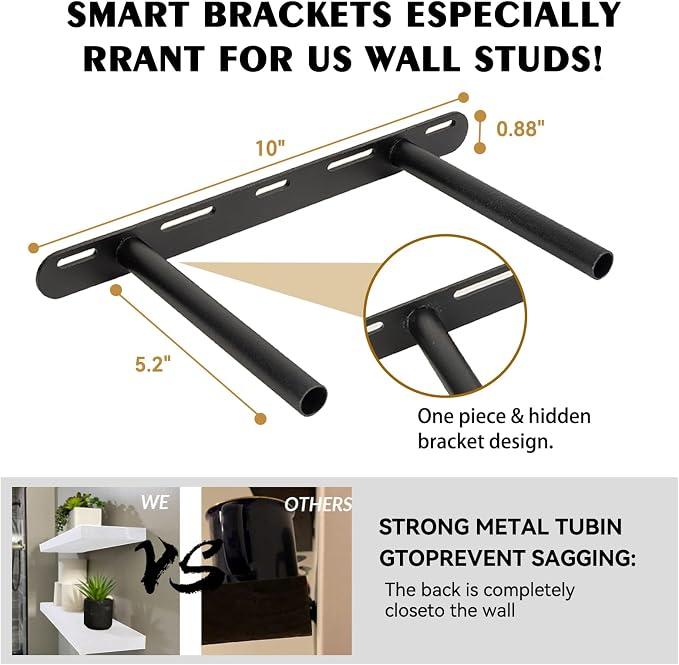 BGMG Wood Floating Shelves 16 inch Set of 2, Rustic Wooden Wall Mount Shelves - Image 3