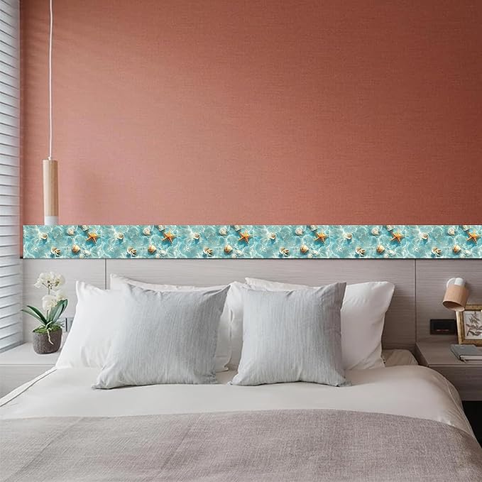 HOMETITUTE Wallpaper Border Peel and Stick Wall Border Coastal Shell Water - Image 4