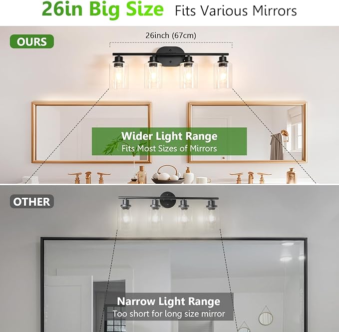 Ascher 4-Light Bathroom Light Fixtures, Modern Vanity Lights - Image 3