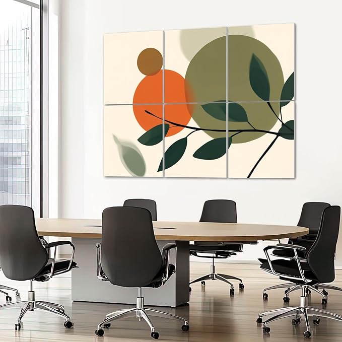 6 Pack Art Acoustic Panels Sound Absorbing Boho Botanical Leaf Orange Green - Image 7