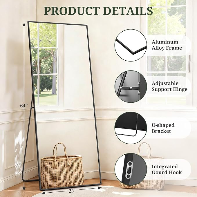 Mirror Full Length 64"x21" Full Body Floor Mirror - Image 4