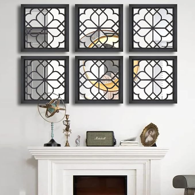 Wocred 2 PCS Square Wall Mirror, Gorgeous Rustic Farmhouse Accent Mirror - Image 6