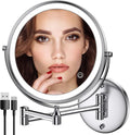 Rocollos Rechargeable Wall Mounted Lighted Makeup Mirror Chrome, 8 Inch by Rocollos
