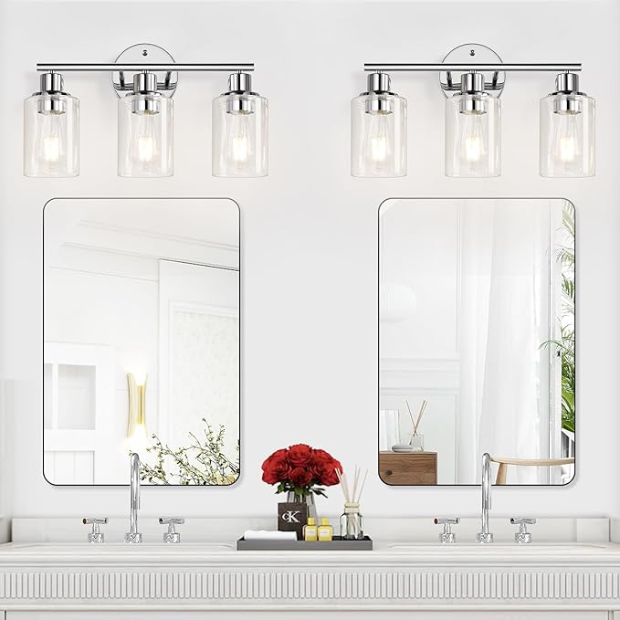 Zarbitta 3-Light Bathroom Light Fixtures, Chrome Bathroom Wall Light - Image 5